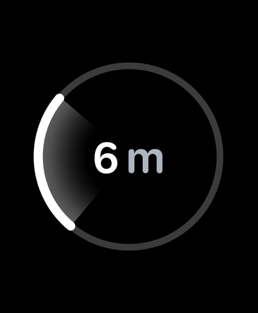 Rastreo Preciso, una barra de progreso blanca rodea la distancia estimada hasta un iPhone