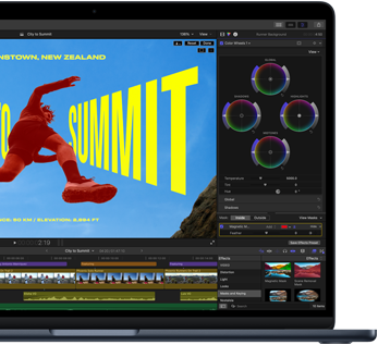 Μερική προβολή της οθόνης του MacBook Air που δείχνει επεξεργασία βίντεο για να επιδείξει τις δυνατότητες του M5 chip