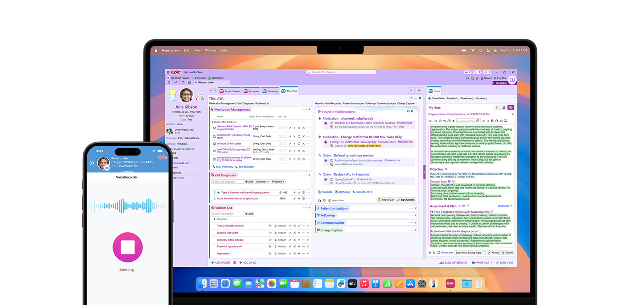 軟件顯示 Abridge app，透過生成式 AI 將病人與醫生之間的對話實時變為臨床筆記。