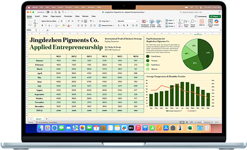 แอป Microsoft Excel แสดงอยู่บน MacBook Air