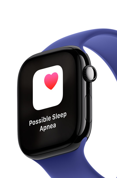 En Apple Watch-skjerm som viser en varsling fra Søvnapné-appen.
