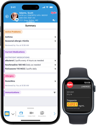 Software displaying Epic Haiku and Epic Limerick on iPhone and Apple Watch.