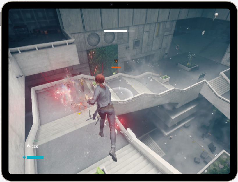 Scène de jeu sur iPad Air, jeu vidéo d’action Control