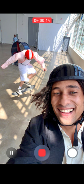 iPhone Air, etupuoli, ultravakaa video, tallennetaan toiminta-aiheista videota