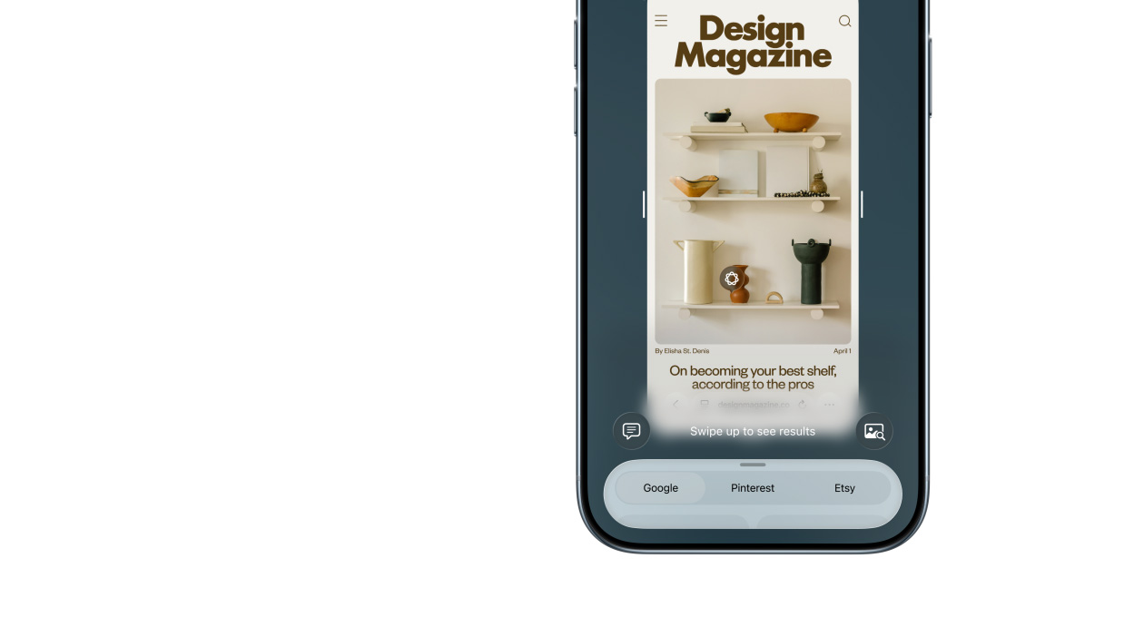iPhone Air, etupuoli, visuaalinen äly ‑ominaisuus käytössä, sivupainikkeet