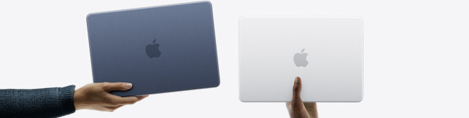 MacBook Neo Laptops in mehr Farben, die jeweils von der Hand einer anderen Person gehalten werden