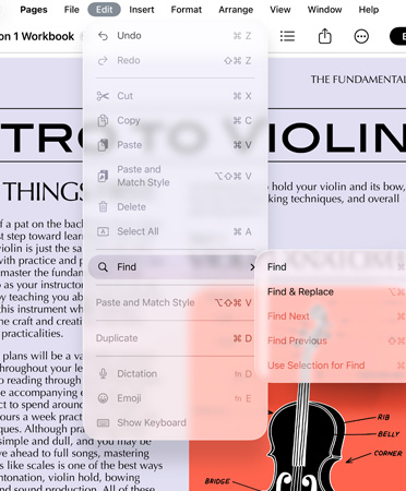 Lähikuva valikkoriviltä, josta löytyy esimerkiksi vaihtoehdot Kumoa, Tee uudelleen, Leikkaa, Kopioi ja Liitä.