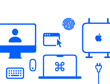 Logo van Persoonlijke configuratie, met verschillende Mac-symbolen zoals een muis en een toetsenbord